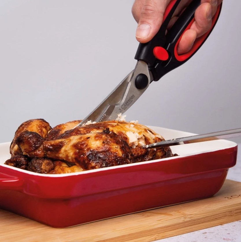 Tesoura para trinchar aves com cabo macio vermelho 24 cm 3 Claveles