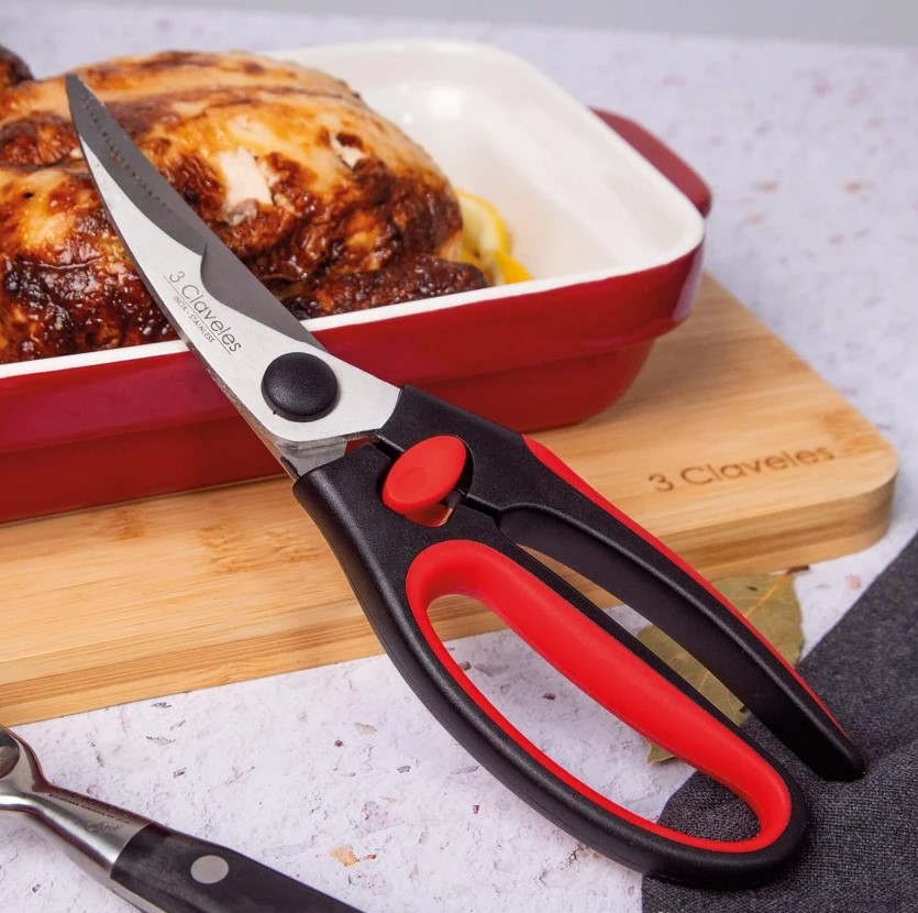 Tesoura para trinchar aves com cabo macio vermelho 24 cm 3 Claveles