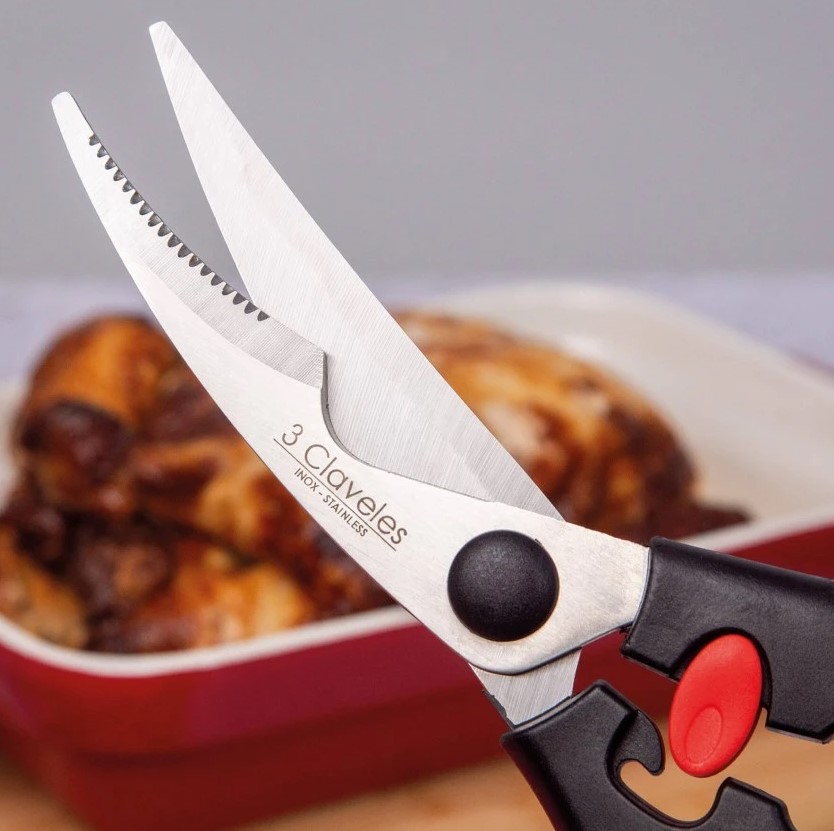 Tesoura para trinchar aves com cabo macio vermelho 24 cm 3 Claveles