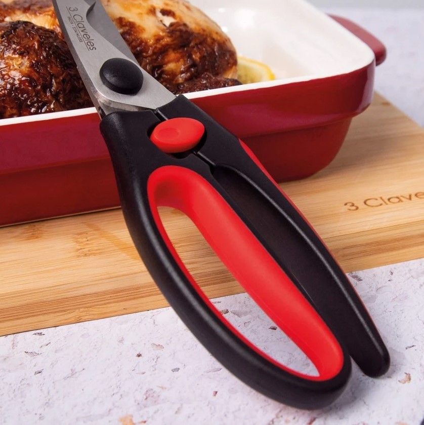 Tesoura para trinchar aves com cabo macio vermelho 24 cm 3 Claveles