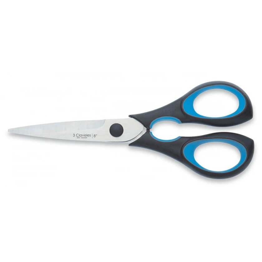 Tesoura de cozinha Ergo 8" com cabo ergonômico azul softgrip