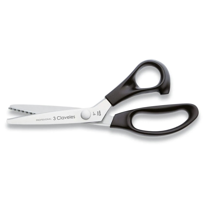 Tijeras zig zag profesionales de 23 cm con mango de nylon negro 3...