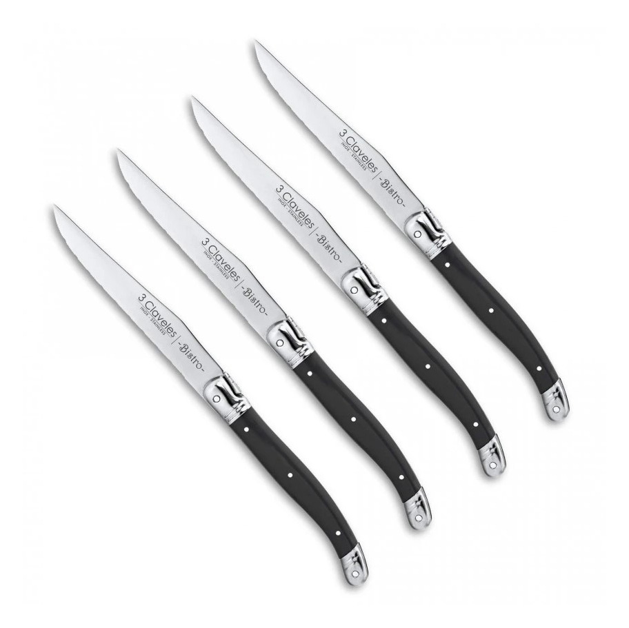 Steakmesser mit 11,5 cm langer gezahnter Klinge und schwarzem ABS...