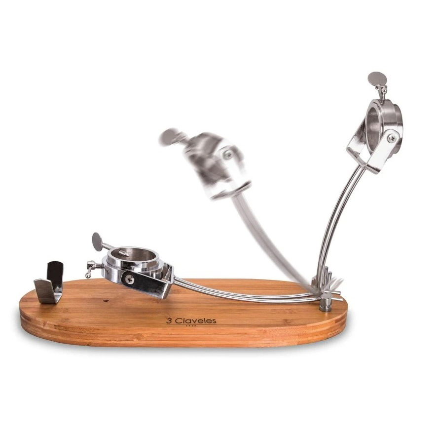 Suporte giratório dobrável para presunto feito de madeira de bambu e aço inoxidável