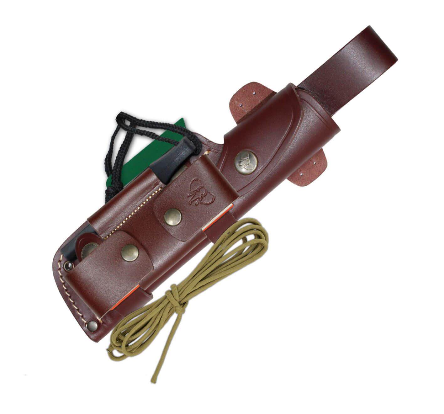 Cudeman MT5 knife. Cocobolo mango. Böhler N-695 steel. Leather case. Full kit