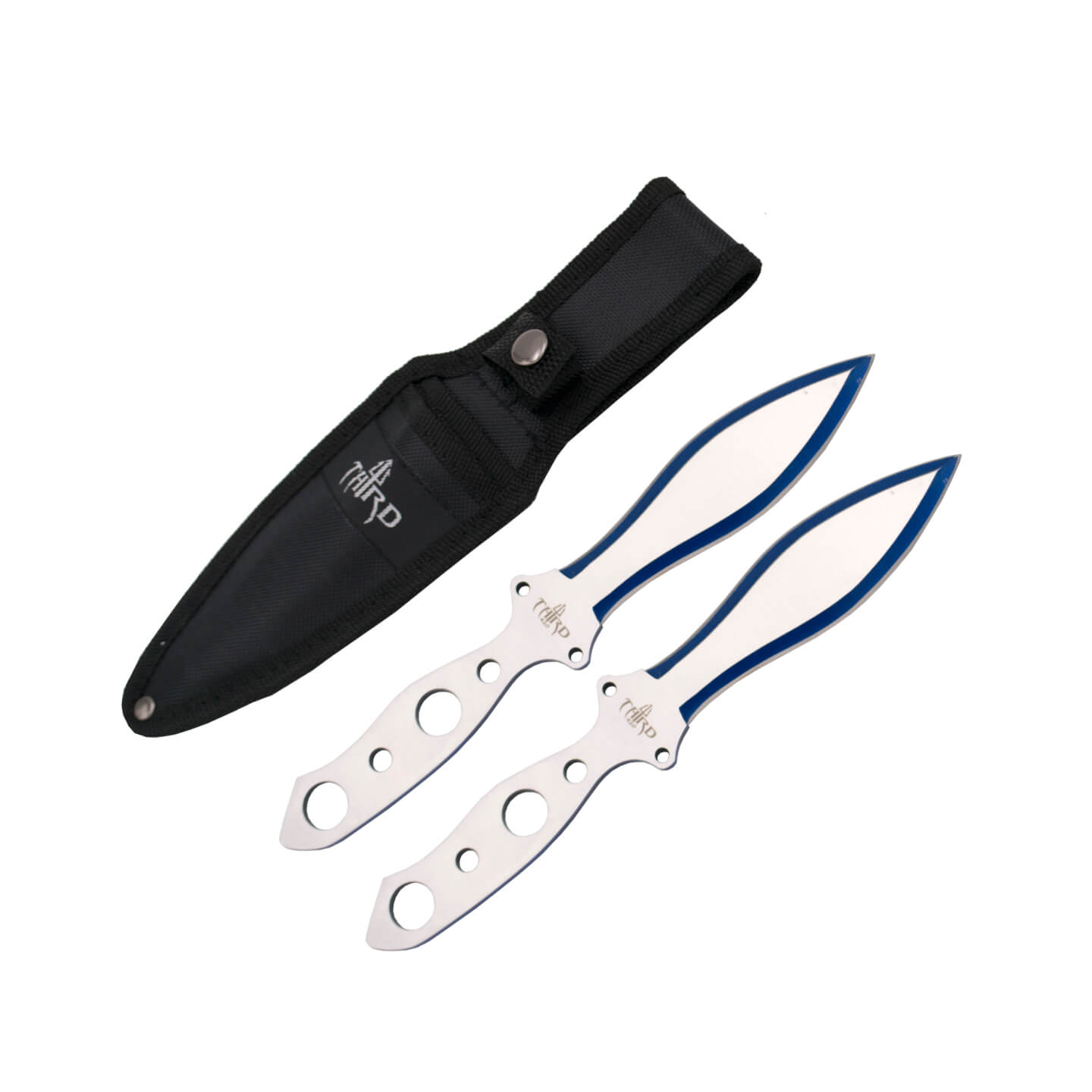 Set of two 23 cm blue-edged throwing knives H7119BL