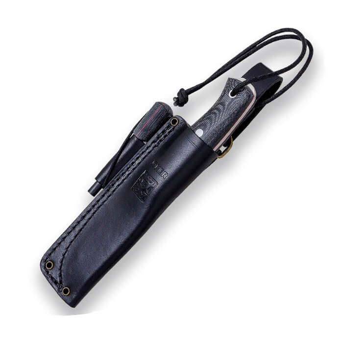 Joker BS9 Ember F bushcraft knife with black micarta handle and Sandvik 14C28N blade with flint