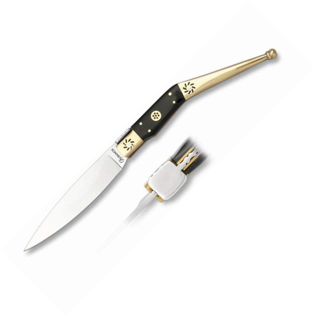 Katalanisches Stierhorn- und Neusilber-Taschenmesser, 8,2 cm lang...