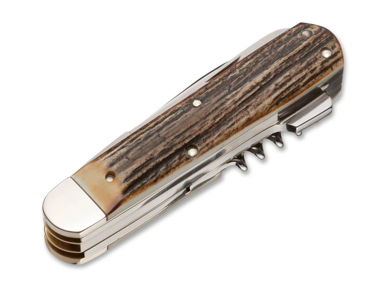 Boker Hunters Knife Quadro CPM multi-purpose knife with stag horn handle