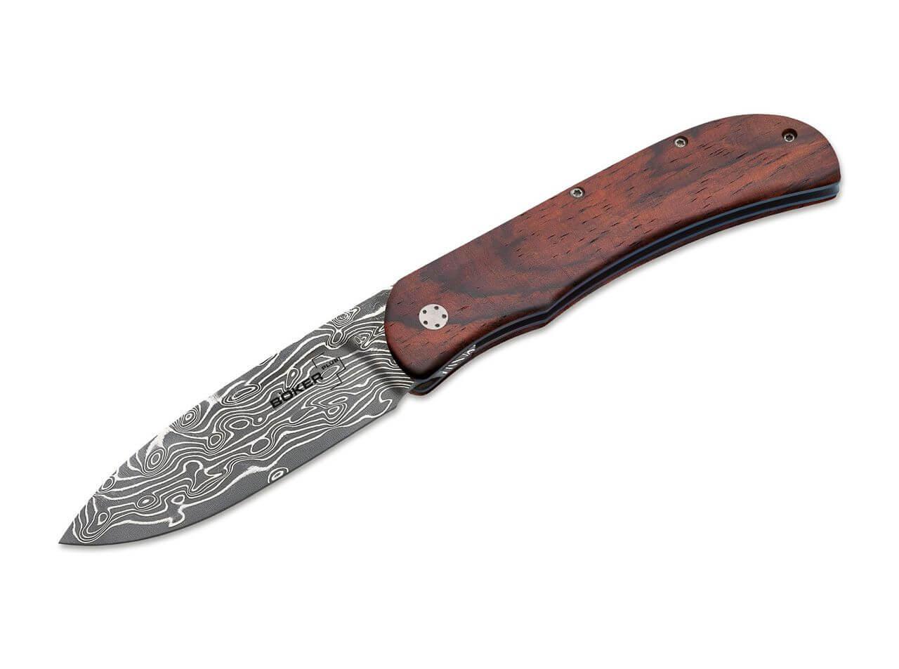 Boker Plus Exskelibur I Damast pocketknife with cocobolo wood han...