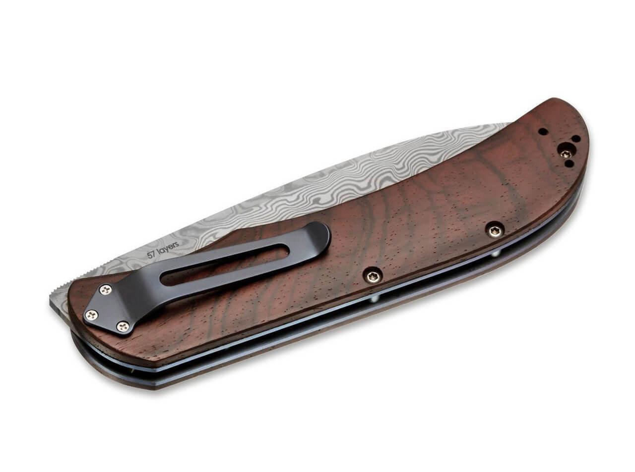 Boker Plus Exskelibur I Damast pocketknife with cocobolo wood handle
