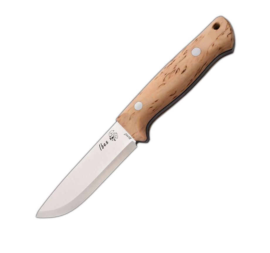 JV Ibex cuchillo de caza con mango de madera de abedul y funda de...