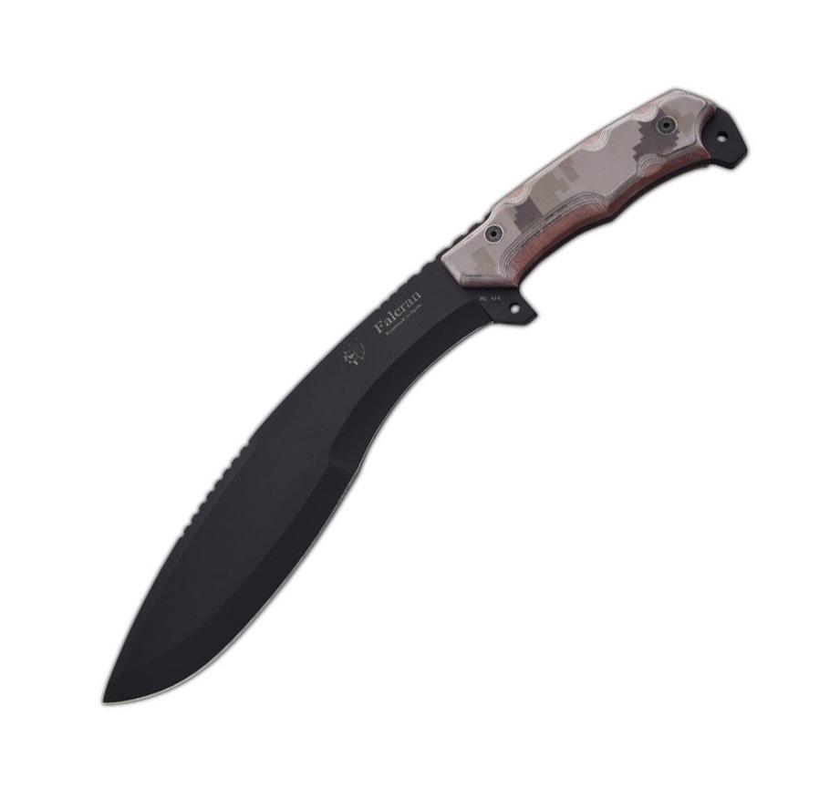 JV Falcran Tactical Machete with arid pixel camouflage micarta ha...