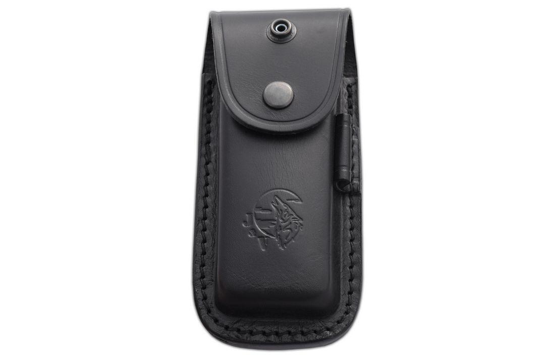 Couteau de poche JV Cartago avec manche en micarta vert et étui en cuir
