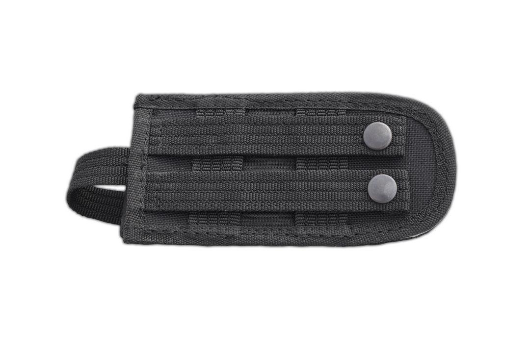 Couteau de poche bushcraft JV Raptor avec lame tracker et manche micarta gris fourreau cordura multiposition