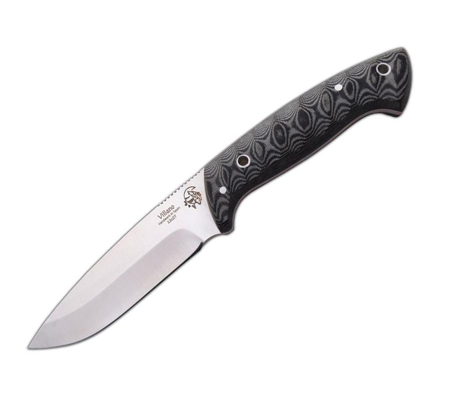 JV Villano full tang knife with 12C27 steel blade and black micar...