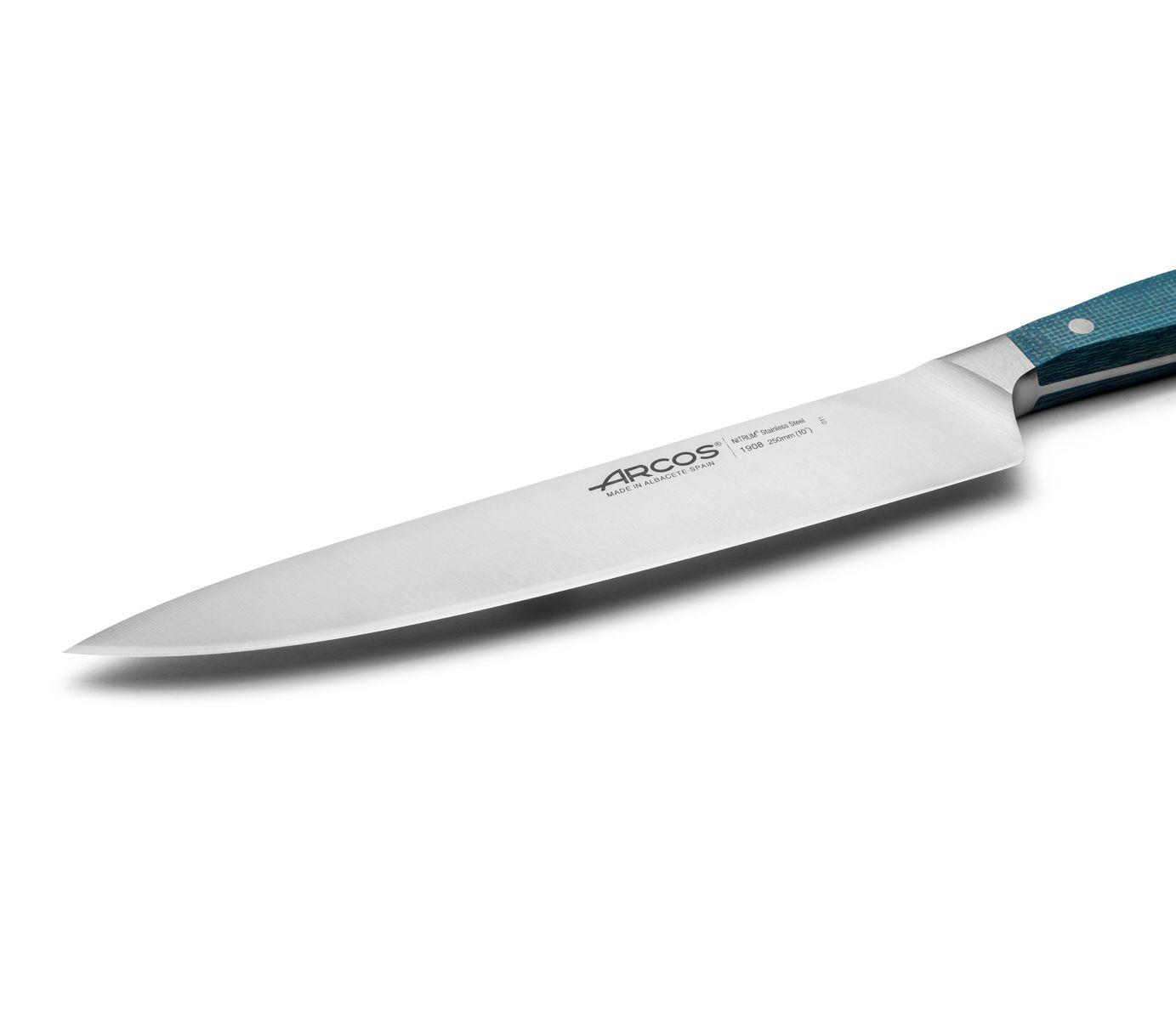 Cuchillo cocinero 250 mm Arcos Brooklyn con mango de micarta azul