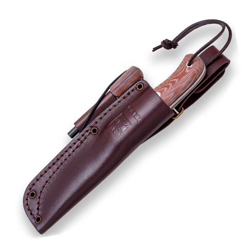 BS9 CAMPERO knife with brown and Böhler Carbon K720 with flint