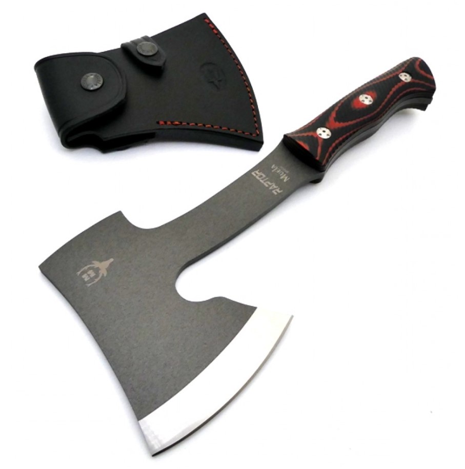 Hache tactique Muela Raptor avec manche en micarta texturé et lame avec revêtement anti-friction