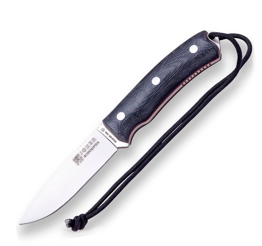 Joker Bushcrafter knife with black micarta handle with firesteel