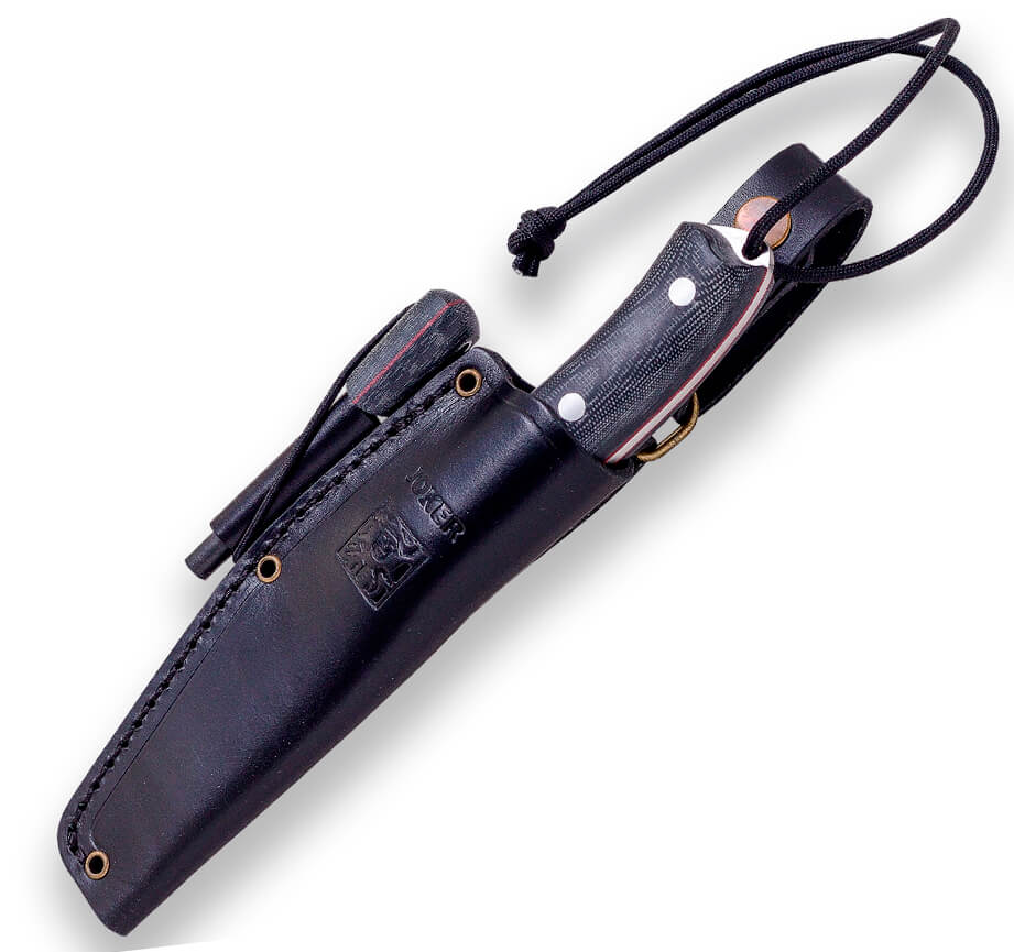 Joker Bushcrafter knife with black micarta handle with firesteel