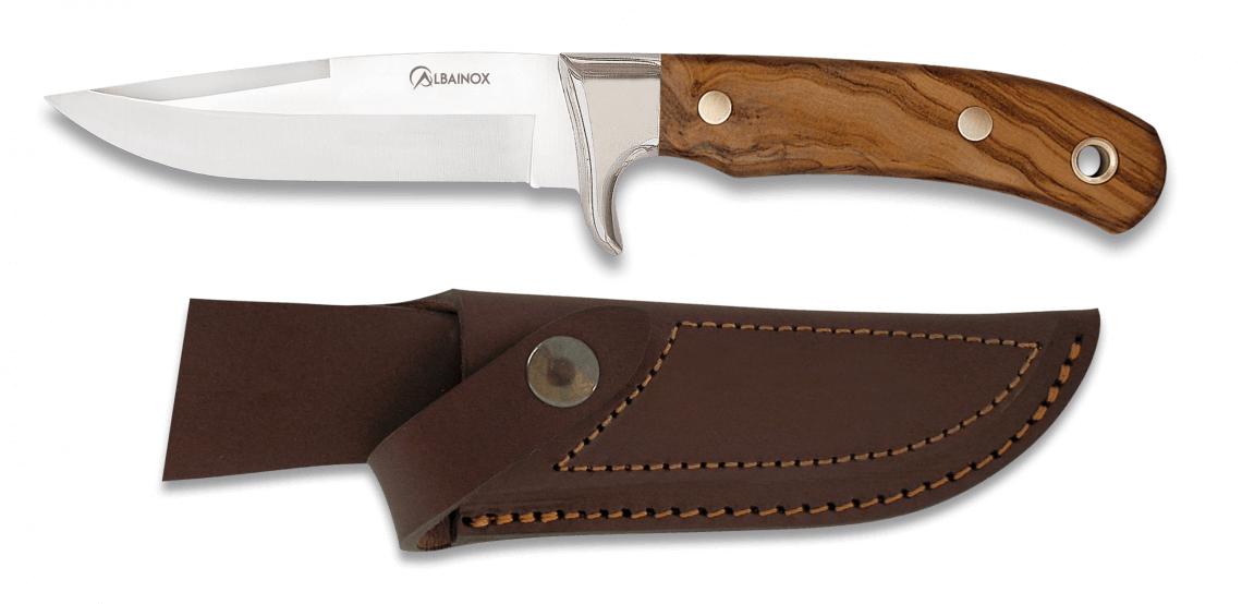 Cuchillo deportivo de Albainox con mango de olivo, virola de acer...