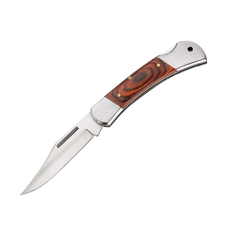 Hunting knife with pakka wood handle and 8.5 cm blade with lockba...