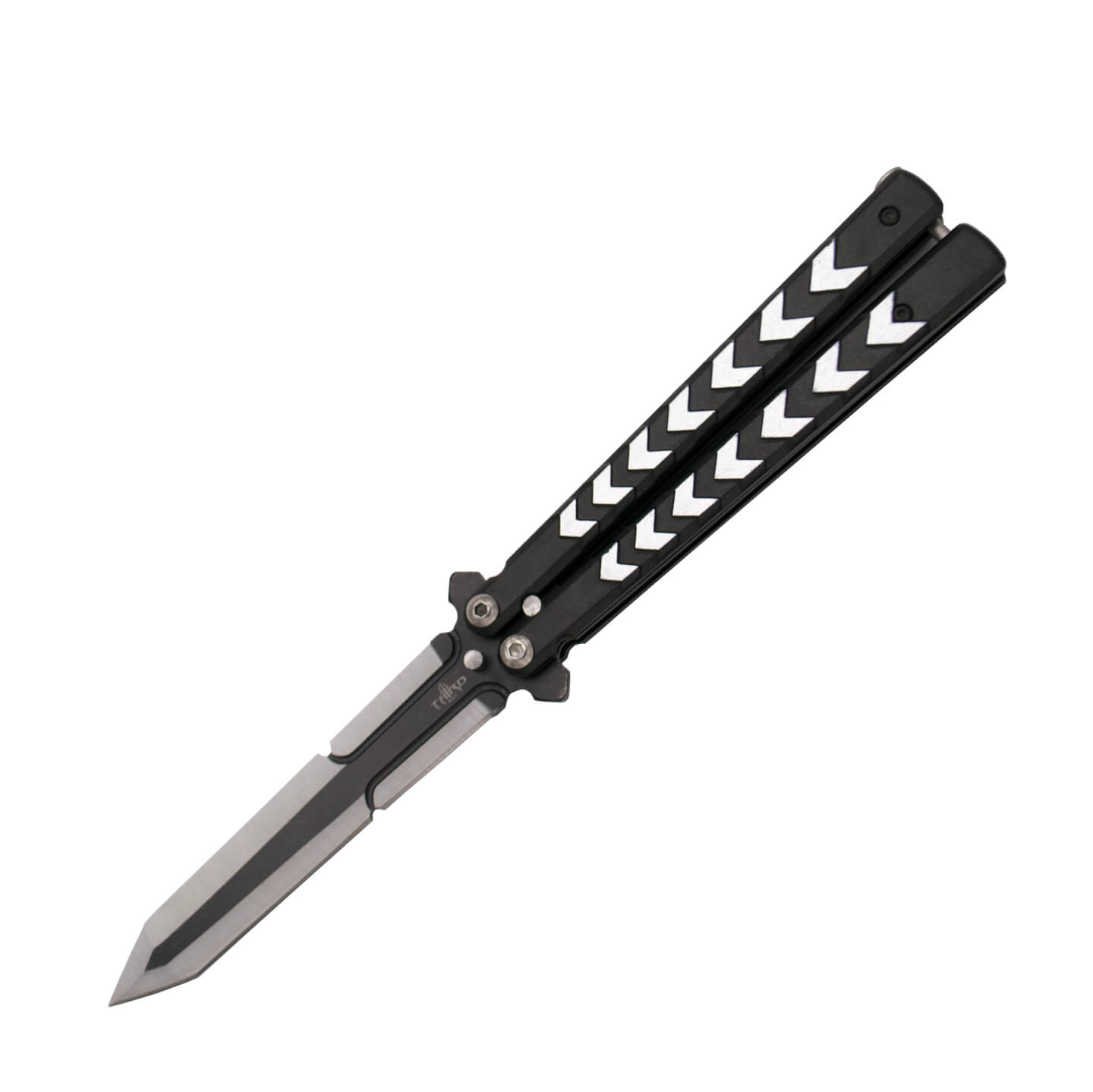 Faca borboleta preta e prateada com lâmina de 12,5 cm K2813-4