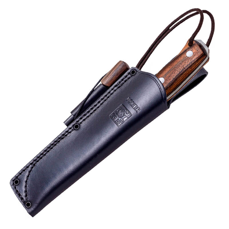 Joker Nomad Bushcraftmesser mit Walnussholzgriff mit Feuerstein