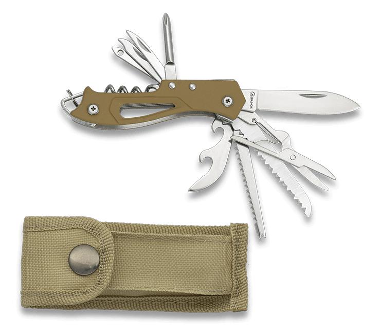 Albainox-Mehrzweckmesser mit zehn Werkzeugen und gummiertem Alumi...