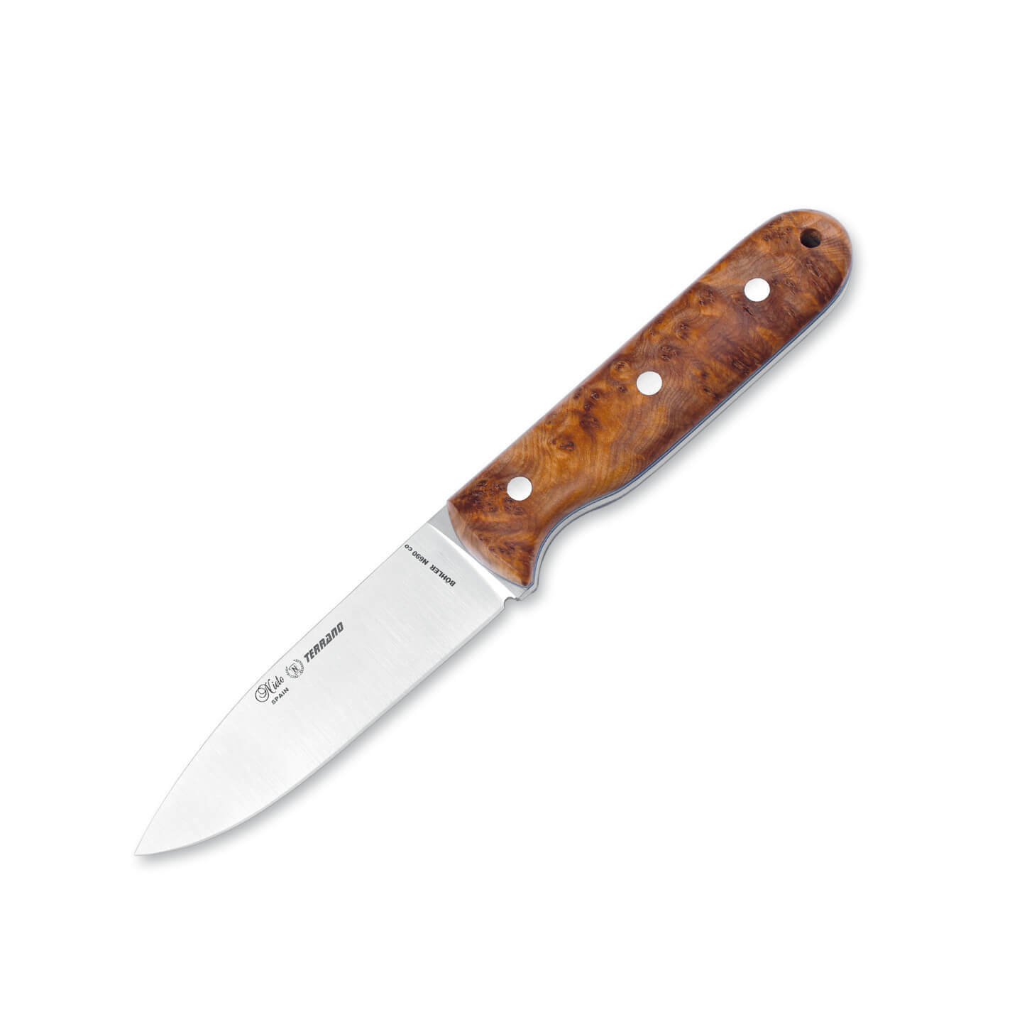 Nieto Terrano bushcraft knife with thuja wood handle and flat bla...