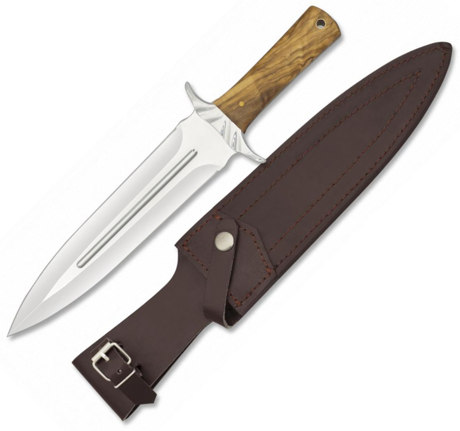 Cuchillo de caza de remate Albainox con mango de madera de olivo,...