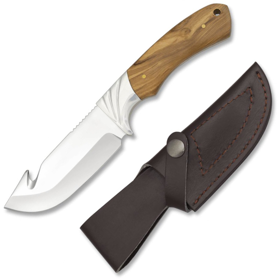 Faca de esfolar de caça com cabo verde-oliva e comprimento total ...