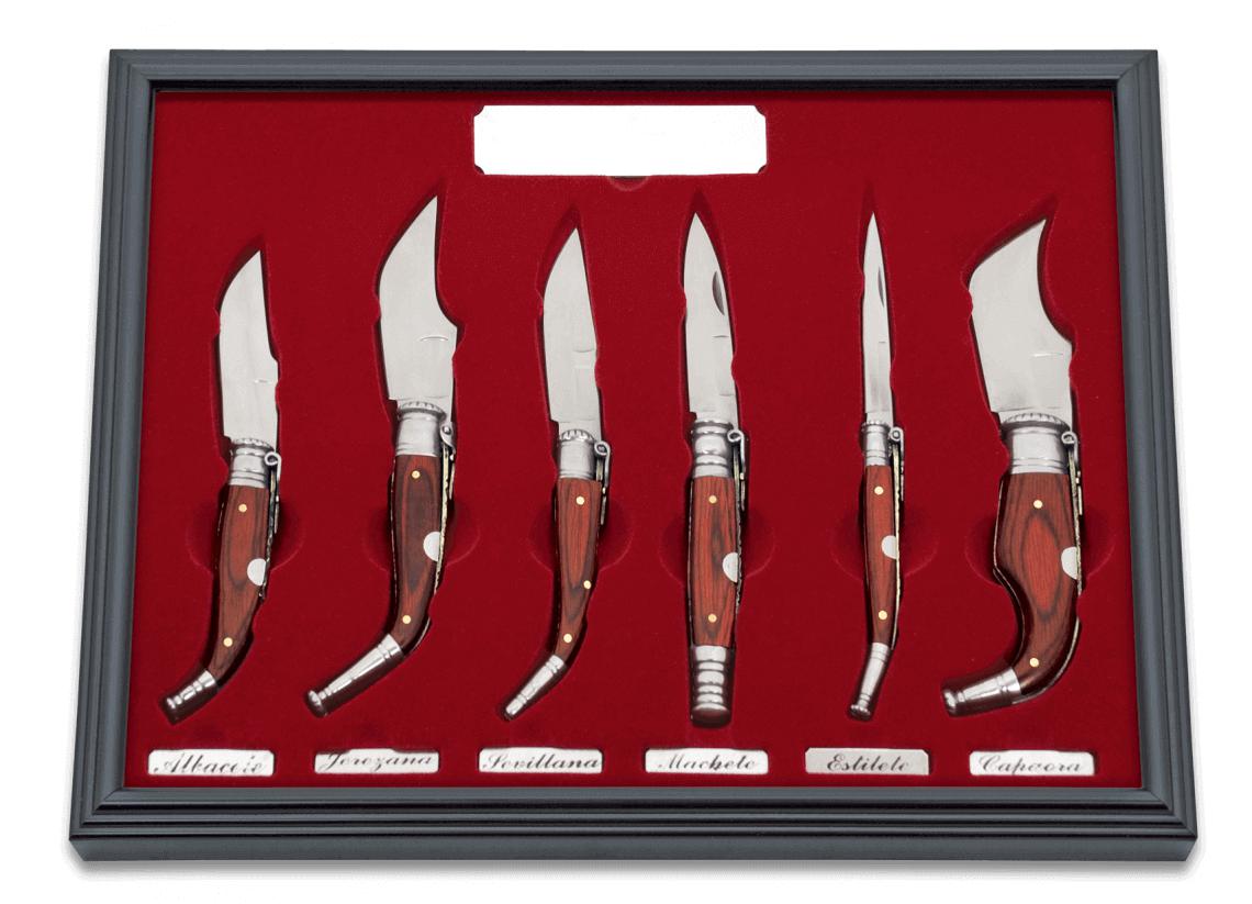 Collection box of six nº00 penknives with stamina handle and 3Cr1...