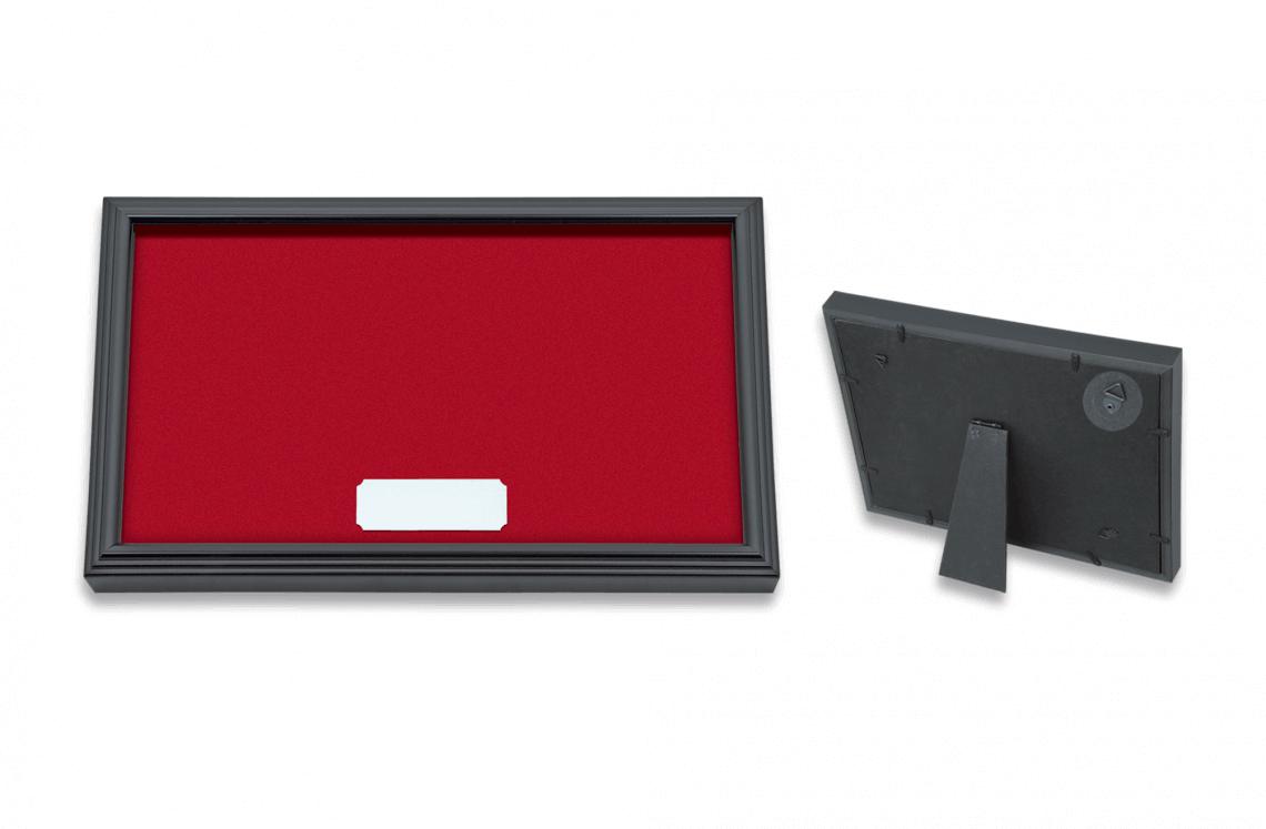 Boîte d'exposition avec fond magnétique et plaque à graver, dimen...