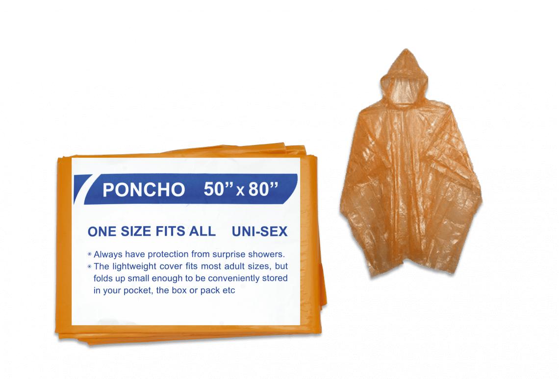 Poncho impermeável laranja unissex 14 x 9,5 cm