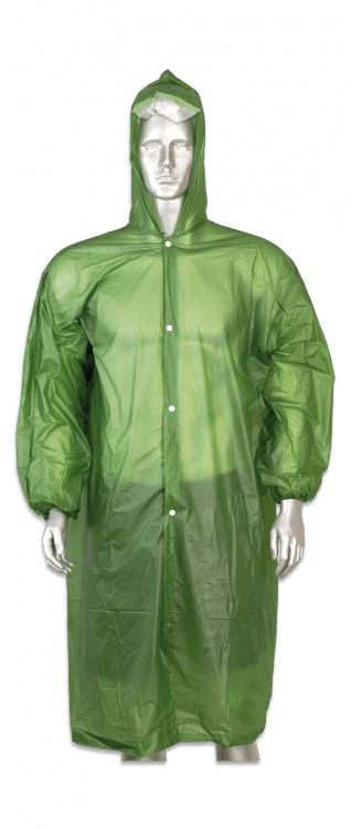Capa de chuva impermeável de plástico verde