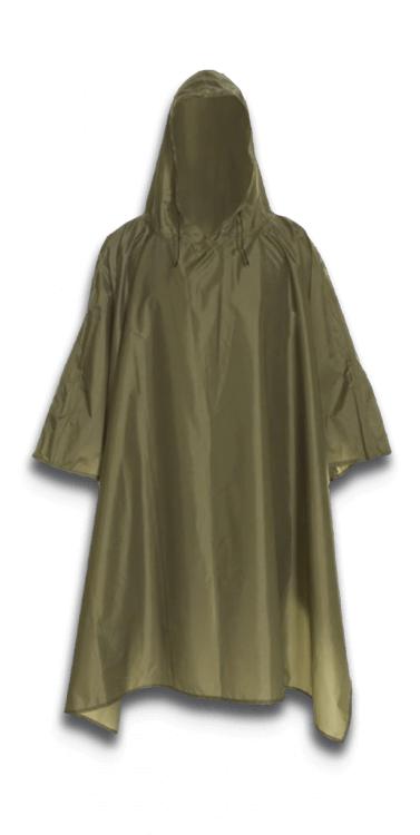 Poncho verde impermeável pesando 660 gramas