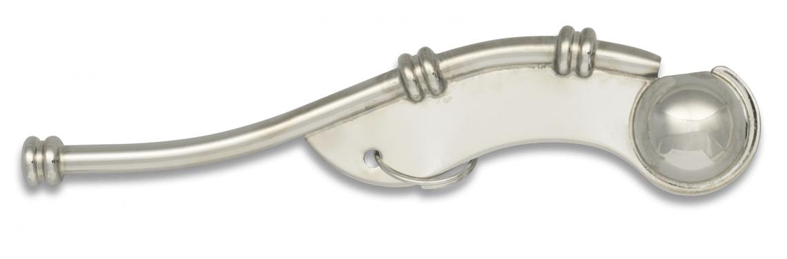 Apito de metal cromado Military-Bosswain com 12 cm de comprimento