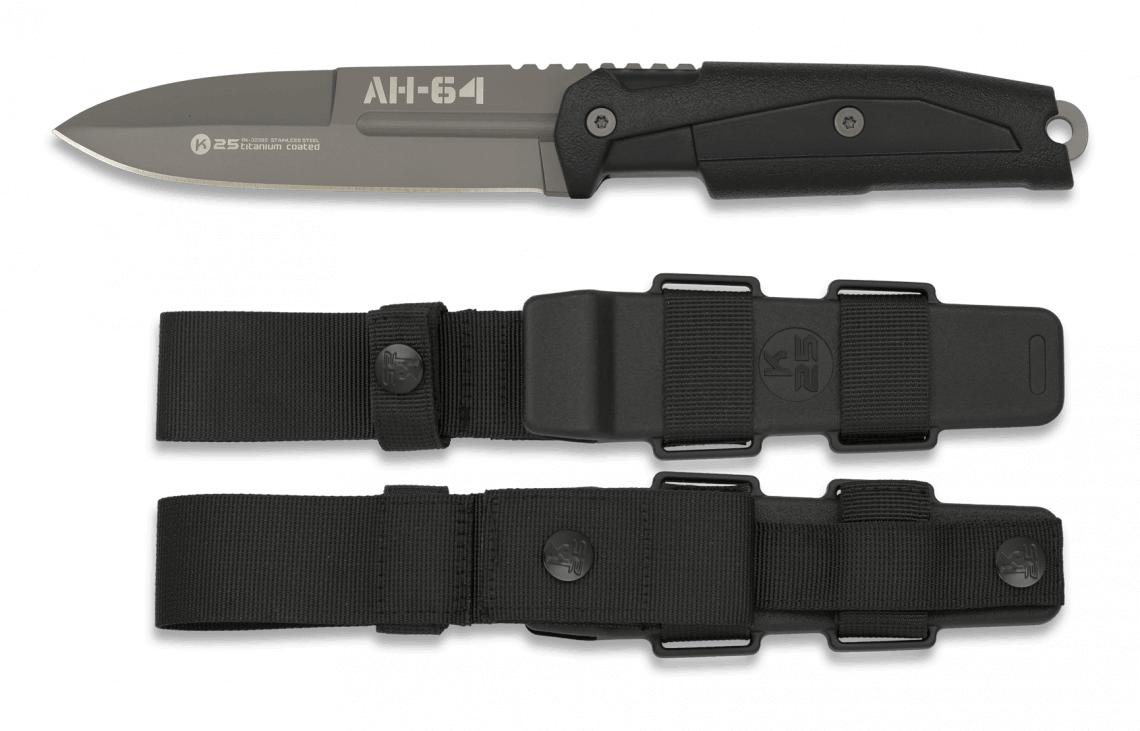 Faca tática K25 AH-64 com lâmina de revestimento de titânio de 11...