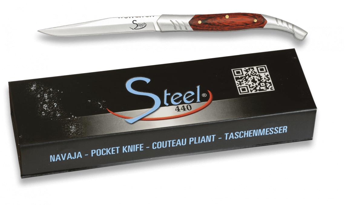 ALBAINOX pocket knife with red stamina scale and 5 cm stiletto-ty...