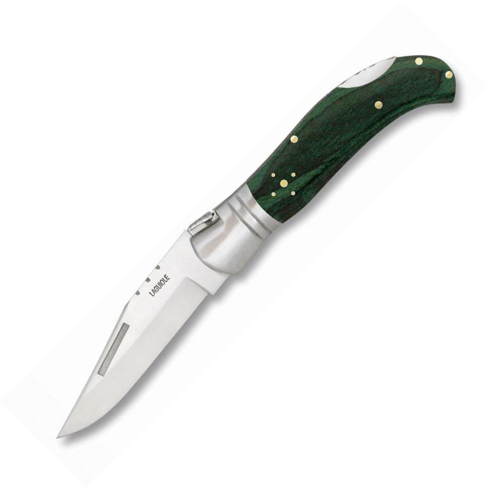 Albainox Laguiole-Caza pocket knife with green stamina scales and...