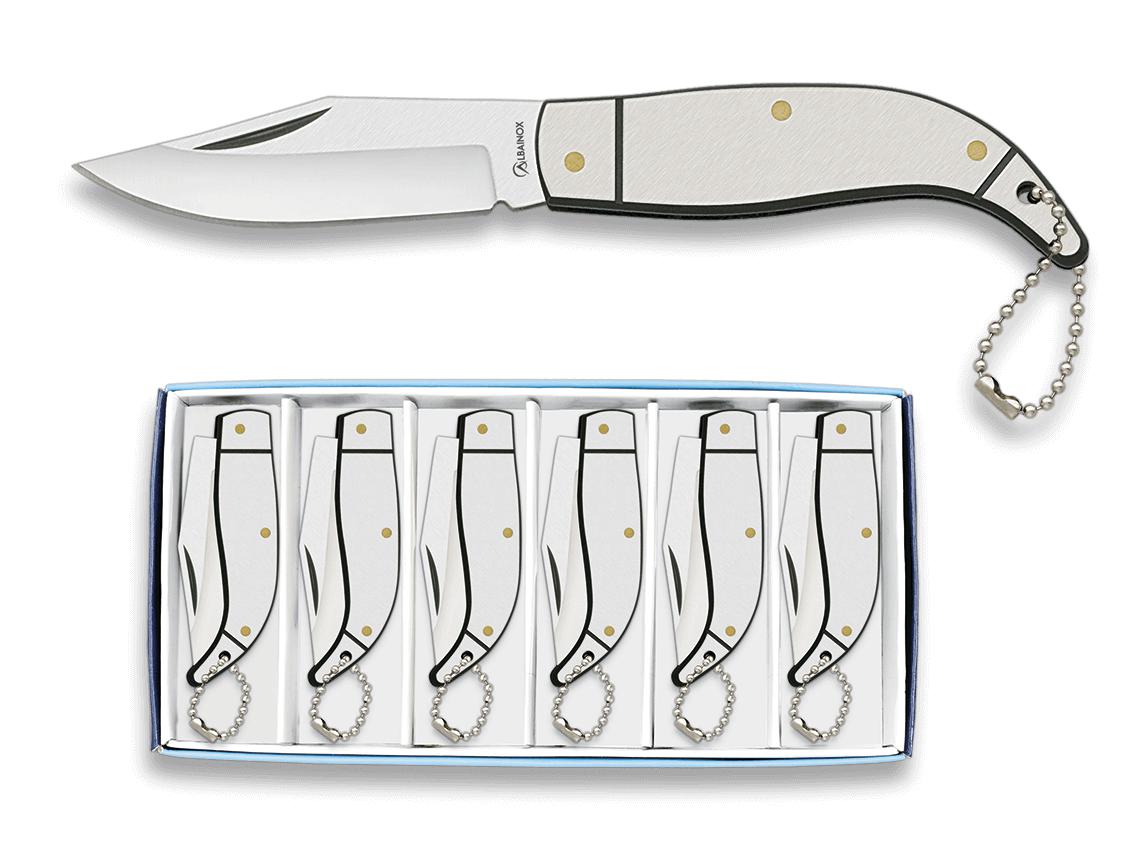 Set di sei coltelli tascabili Albainox con manico in acciaio e la...