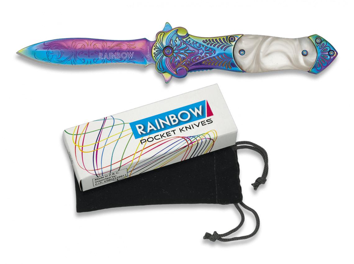 Rainbow pocket knife with FOS, linear lock and 9 cm blade