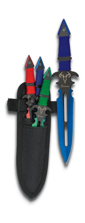 Conjunto de 3 facas de arremesso coloridas com um comprimento tot...