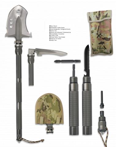 Pá de sobrevivência triangular removível profissional com 12 util...