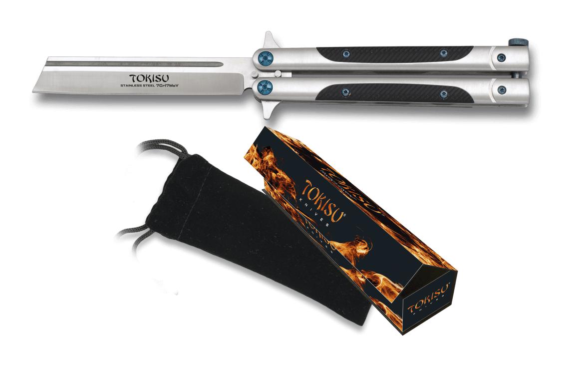 Navaja mariposa Tokisu con mango de acero y G10 y con hoja de 10,...