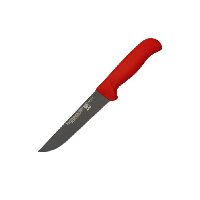 Metzgermesser mit 18 cm langer schwarzer Klinge und rotem Polypro...