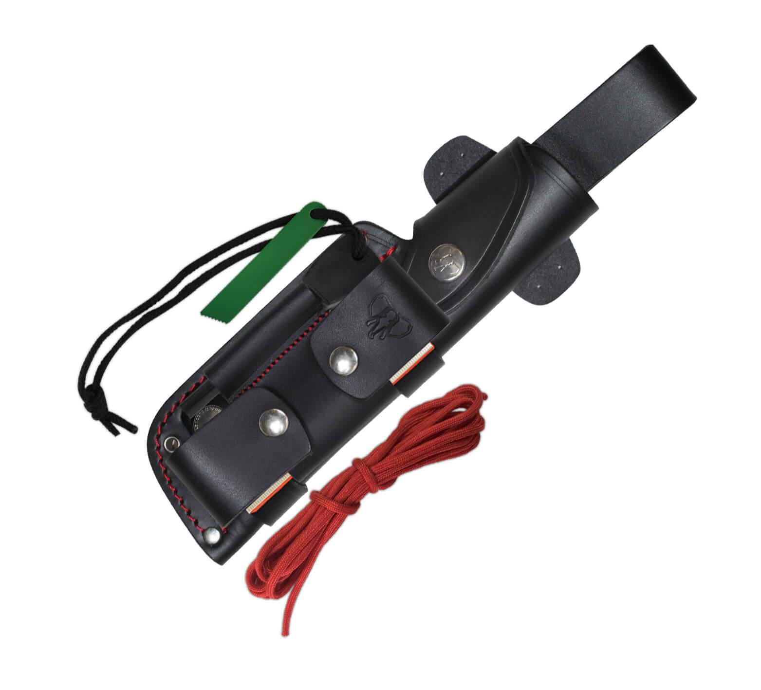 JJSK1 Cudeman knife. Black micarta handle. Böhler N-695 steel. Leather case. Full kit