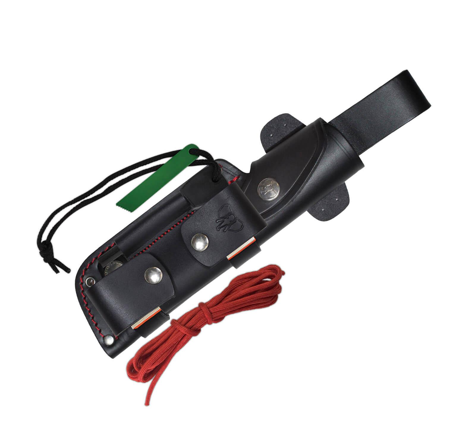 Cudeman MT1 Messer. Griff aus schwarzem Micarta. Lederetui. Komplettes Set